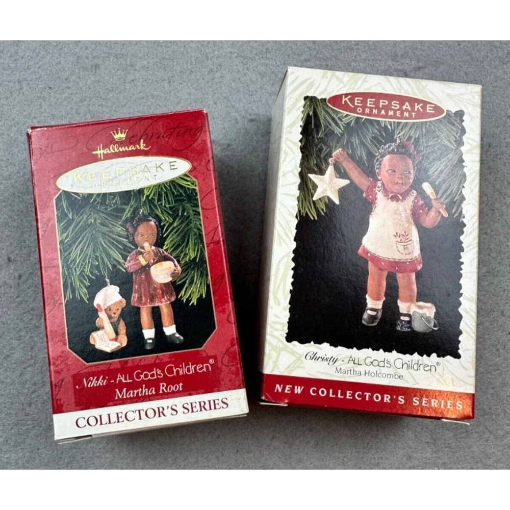 2 Hallmark Keepsake Ornaments 1996 CHRISTY 1997 NIKKI /ALL GOD'S CHILDREN SERIES